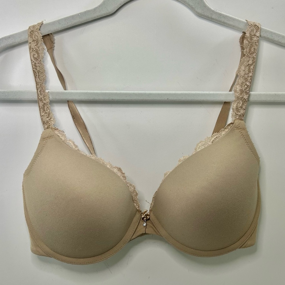 Soma Embraceable Push Up Lace Trim Neutral Tan Bra 36C